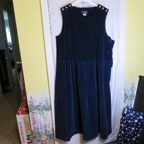 Vintage Allen Solly 100% cotton Navy Blue Corduroy Jumper Dress - Picture 1 of 7
